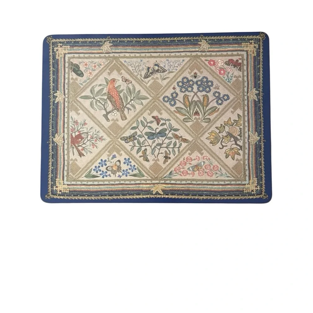 Pimpernel Rare Embroidery Pattern Cork Back Placemats Set Of‎ 6 In Box 9x12